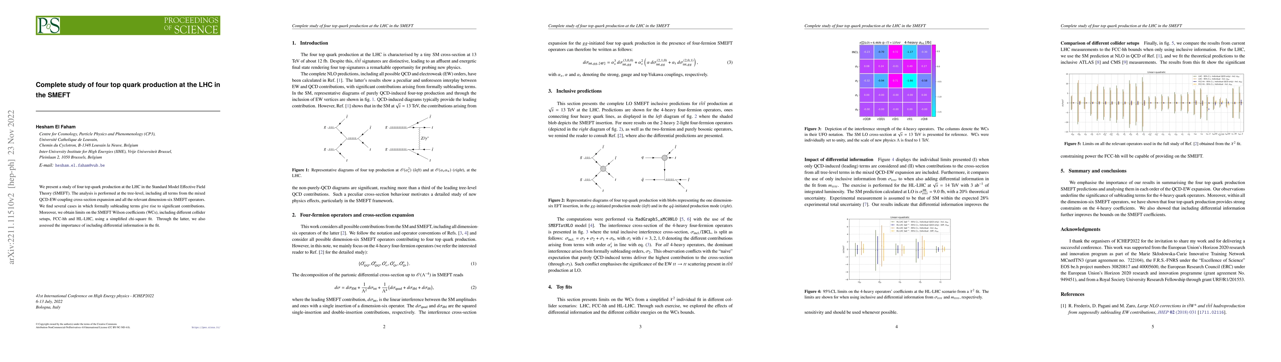 Thumbnail for Complete study of four top quark production at the LHC in the SMEFT