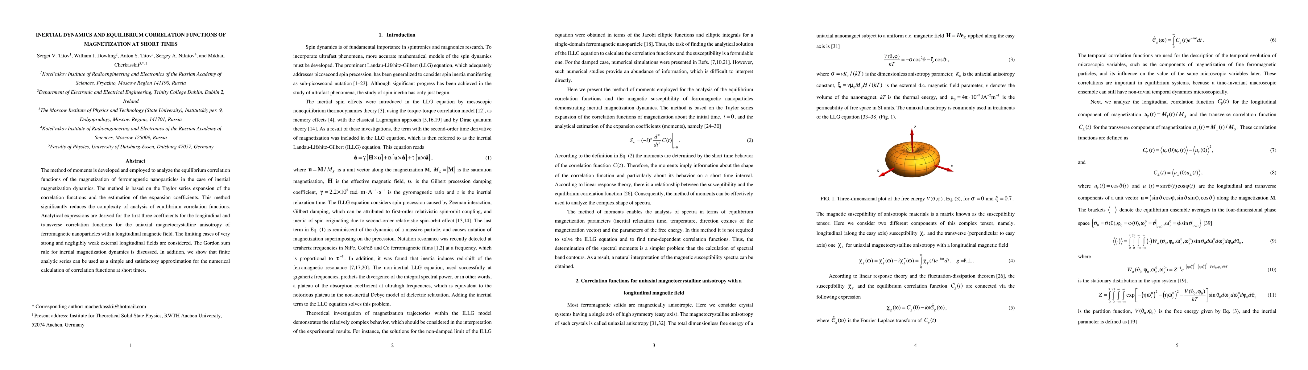 Thumbnail for Inertial dynamics and equilibrium correlation functions of magnetization
  at short times