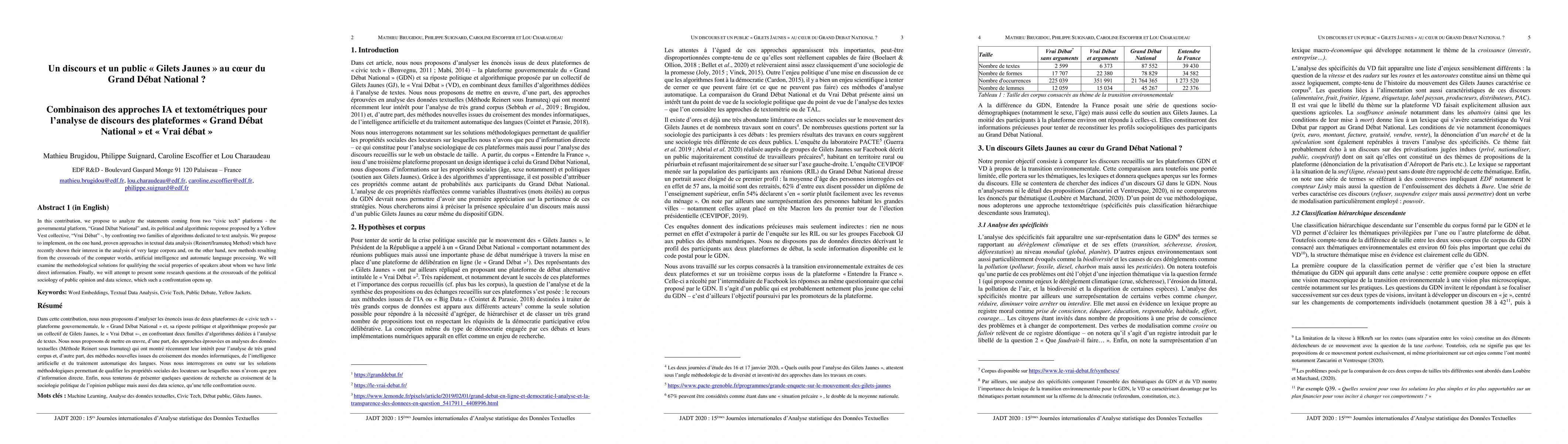 Thumbnail for Un discours et un public "Gilets Jaunes" au coeur du Grand D\'ebat
  National? Combinaison des approches IA et textom\'etriques pour l'analyse de
  discours des plateformes "Grand D\'ebat National" et "Vrai d\'ebat"