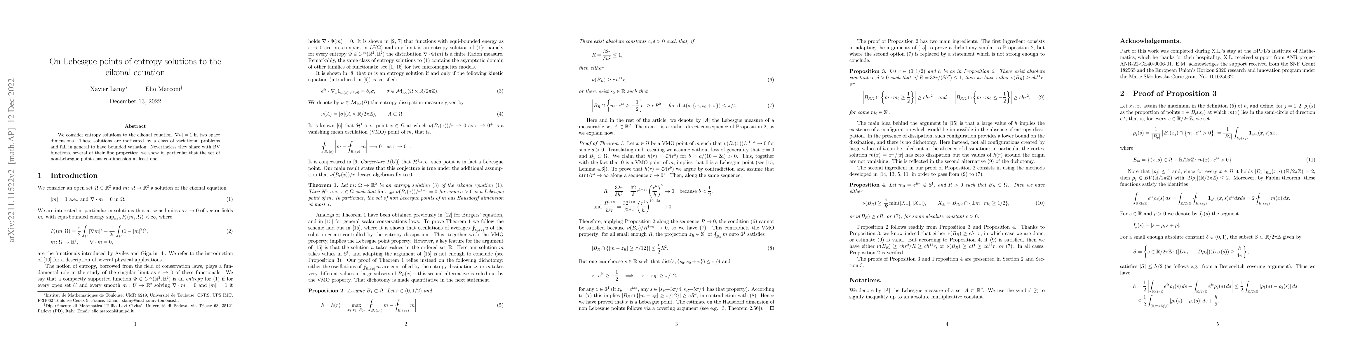Thumbnail for On Lebesgue points of entropy solutions to the eikonal equation