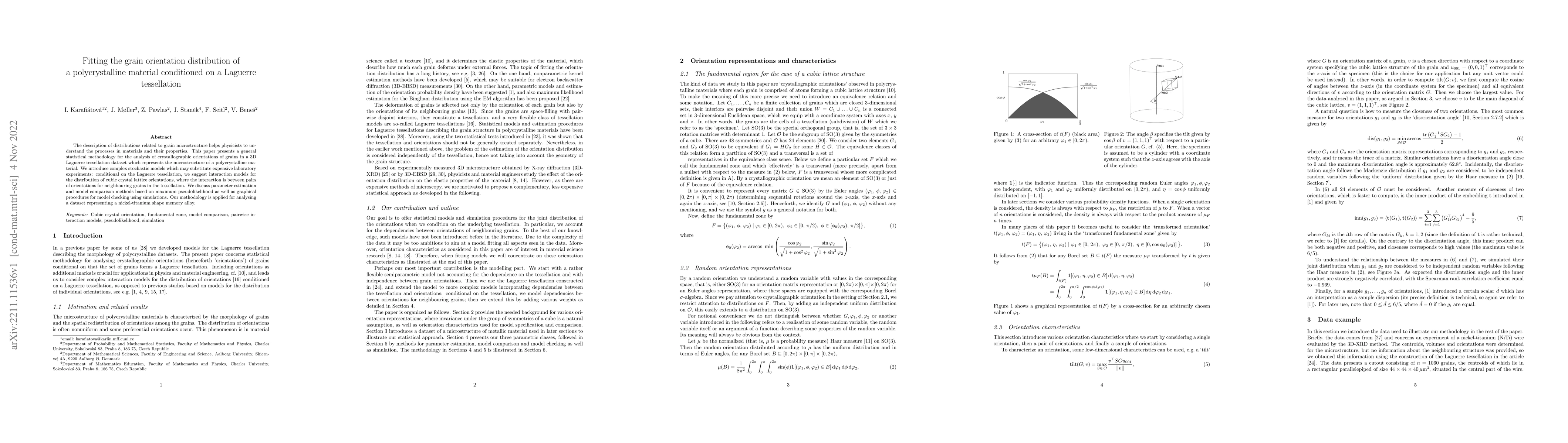 Thumbnail for Fitting the grain orientation distribution of a polycrystalline material
  conditioned on a Laguerre tessellation