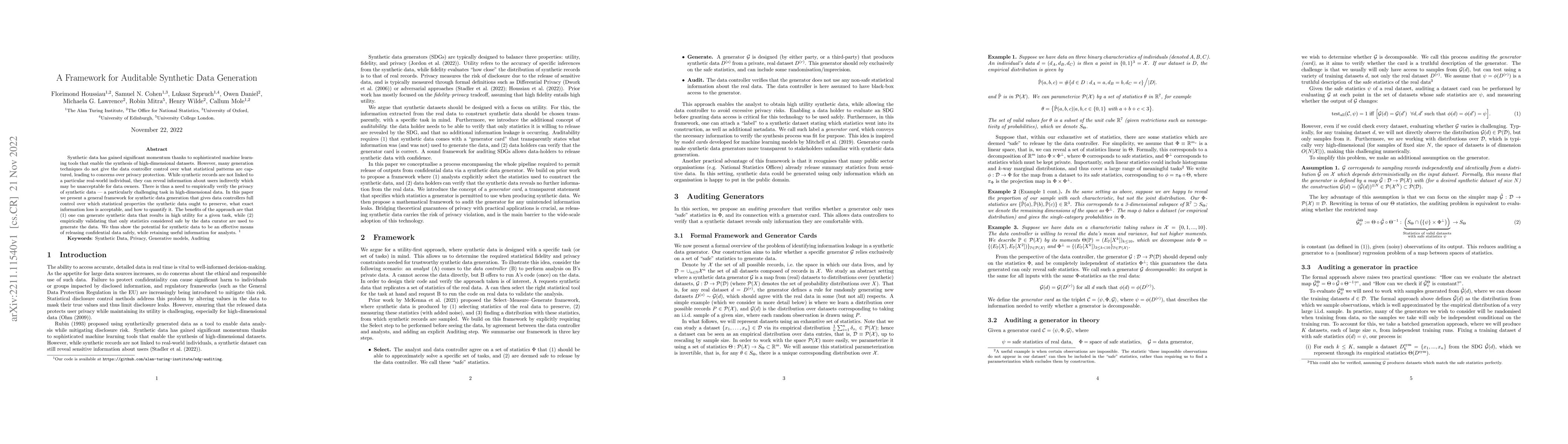 Thumbnail for A Framework for Auditable Synthetic Data Generation
