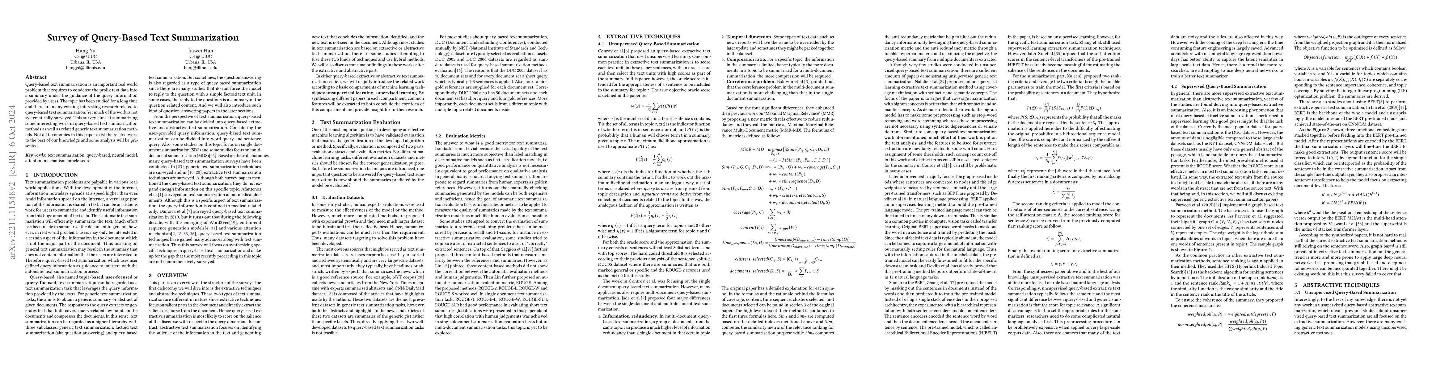 Thumbnail for Survey of Query-based Text Summarization