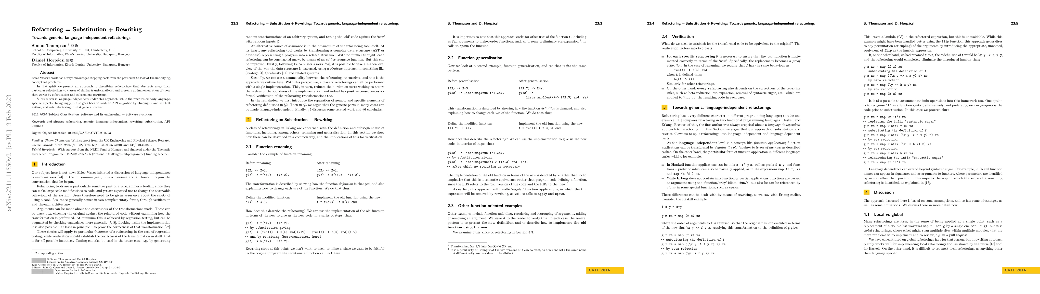 Thumbnail for Refactoring = Substitution + Rewriting