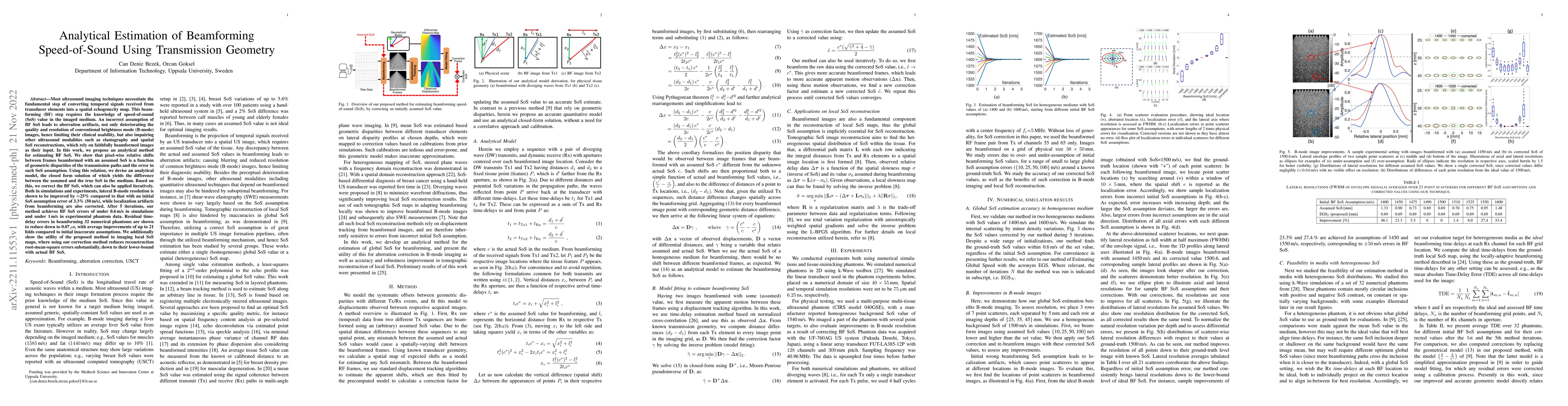 Thumbnail for Analytical Estimation of Beamforming Speed-of-Sound Using Transmission
  Geometry