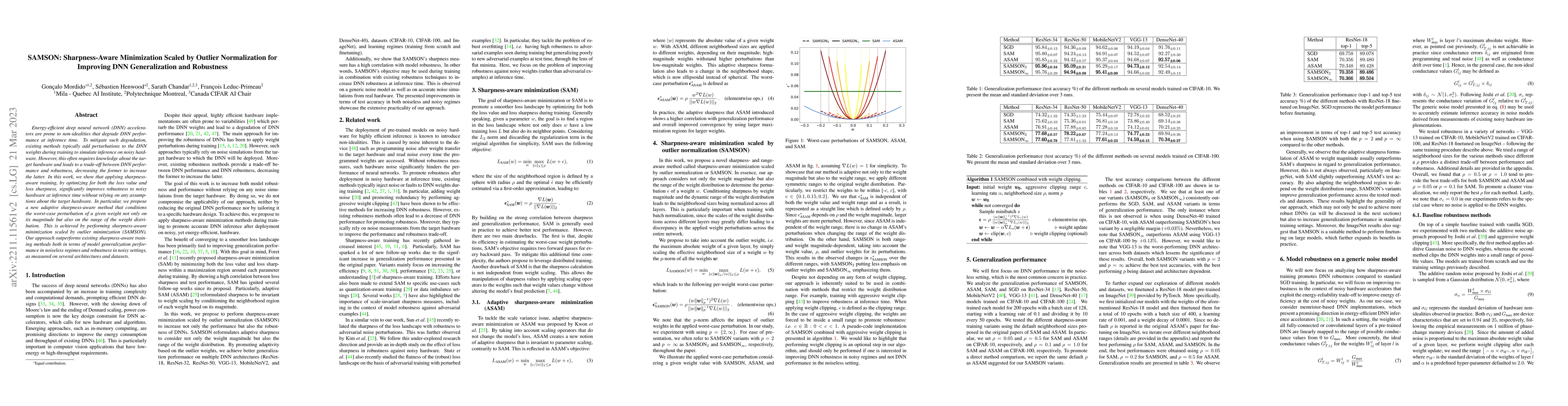 Thumbnail for SAMSON: Sharpness-Aware Minimization Scaled by Outlier Normalization for
  Improving DNN Generalization and Robustness