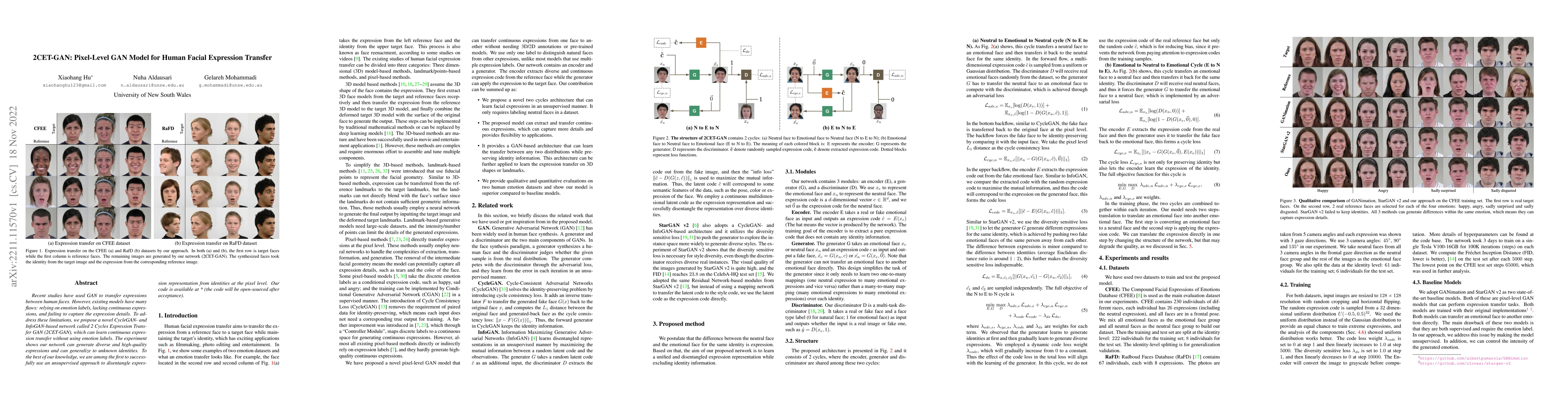Thumbnail for 2CET-GAN: Pixel-Level GAN Model for Human Facial Expression Transfer