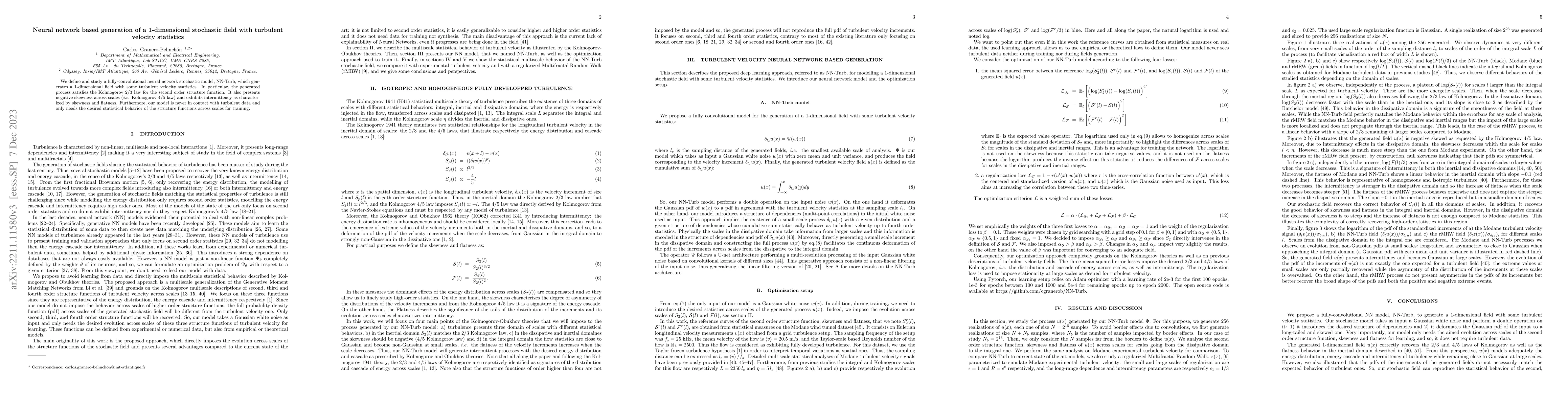 Thumbnail for Neural network based generation of a 1-dimensional stochastic field with
  turbulent velocity statistics