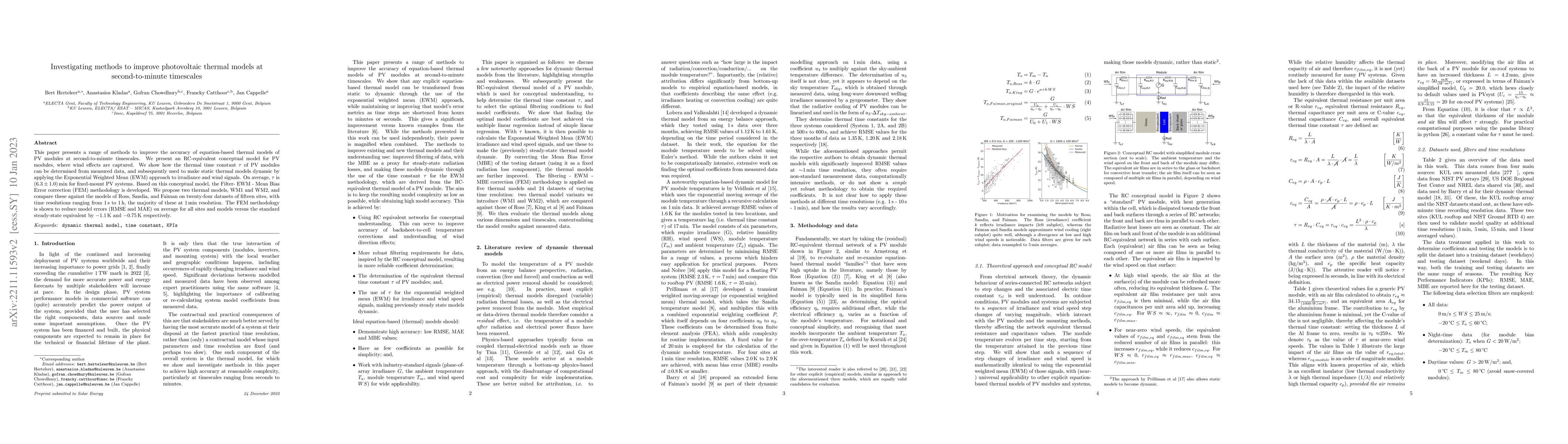 Thumbnail for Investigating methods to improve photovoltaic thermal models at
  second-to-minute timescales
