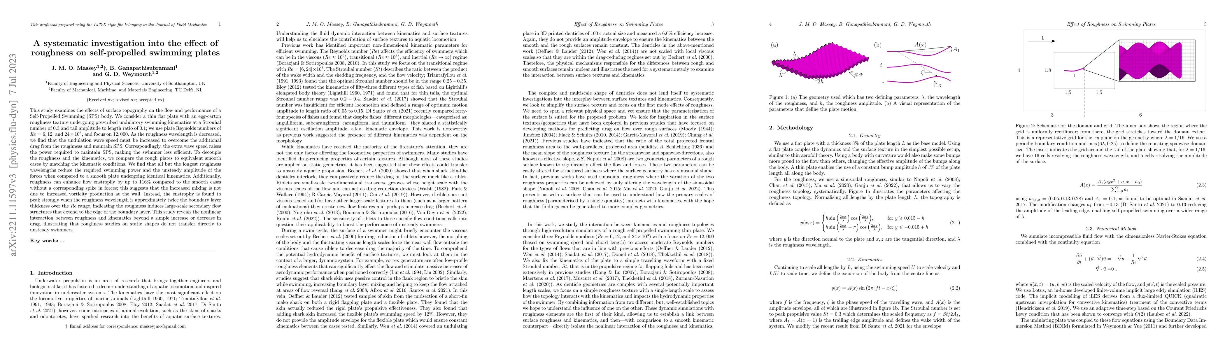 Thumbnail for A systematic investigation into the effect of roughness on
  self-propelled swimming plates