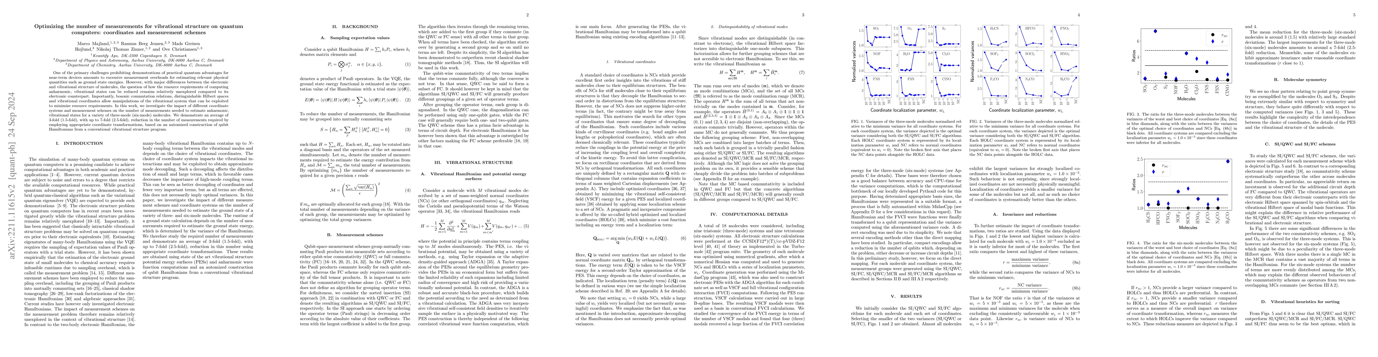 Thumbnail for Runtime optimization for vibrational structure on quantum computers:
  coordinates and measurement schemes