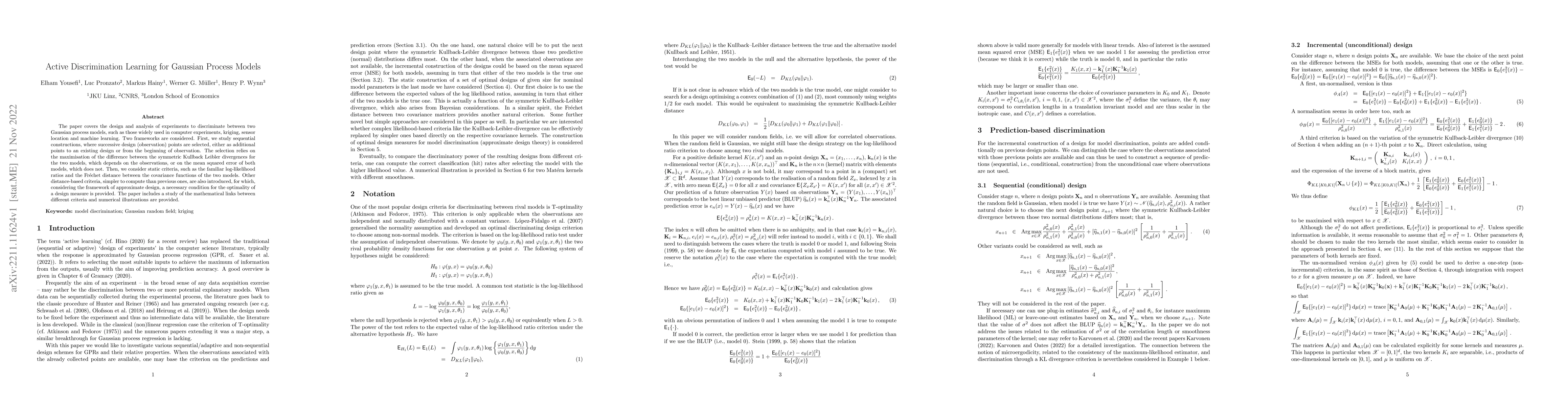 Thumbnail for Active Discrimination Learning for Gaussian Process Models