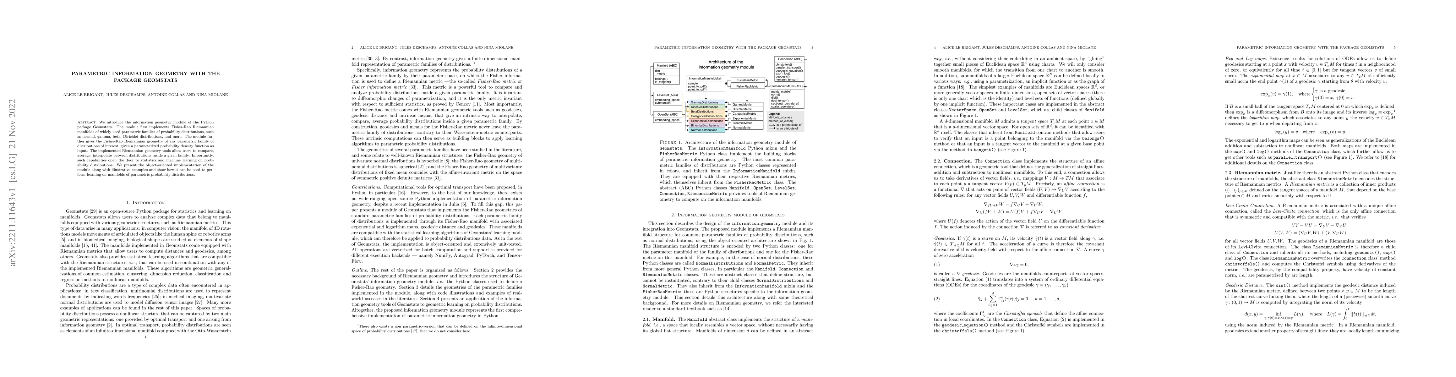 Thumbnail for Parametric information geometry with the package Geomstats