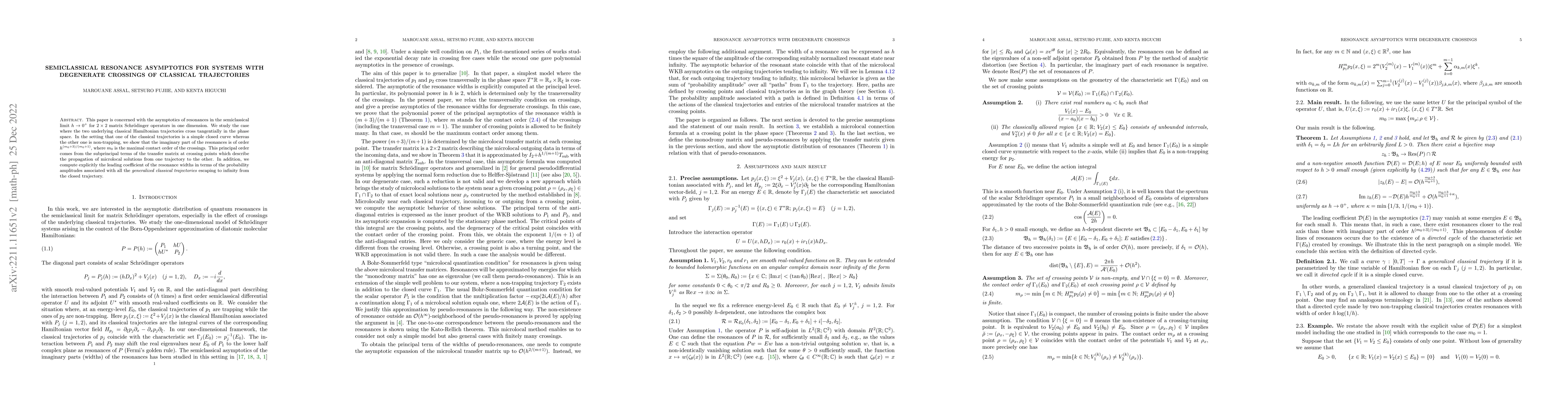Thumbnail for Semiclassical resonance asymptotics for systems with degenerate
  crossings of classical trajectories