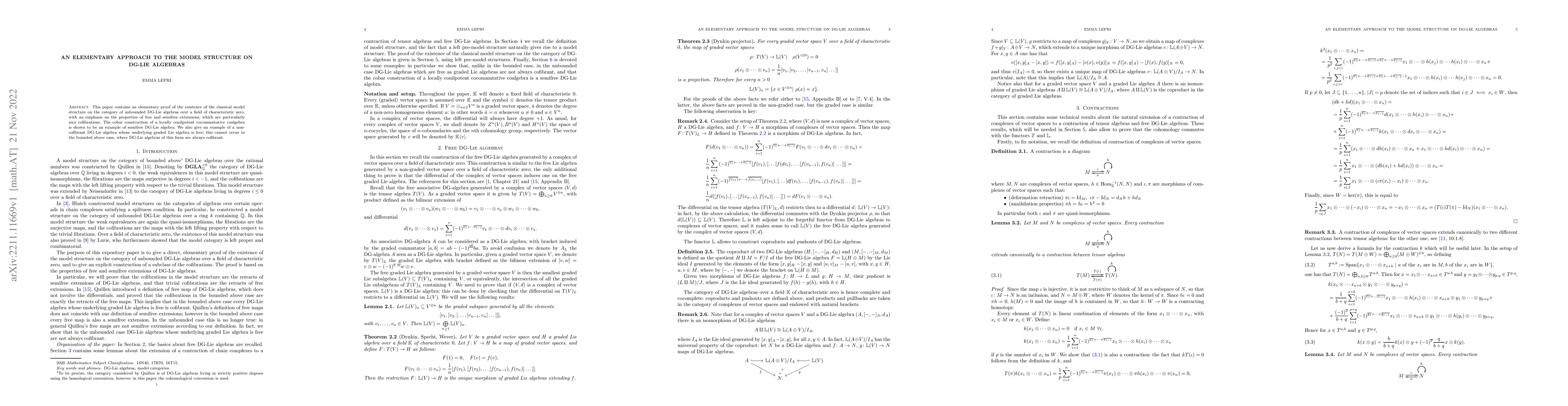 Thumbnail for An elementary approach to the model structure on DG-Lie algebras