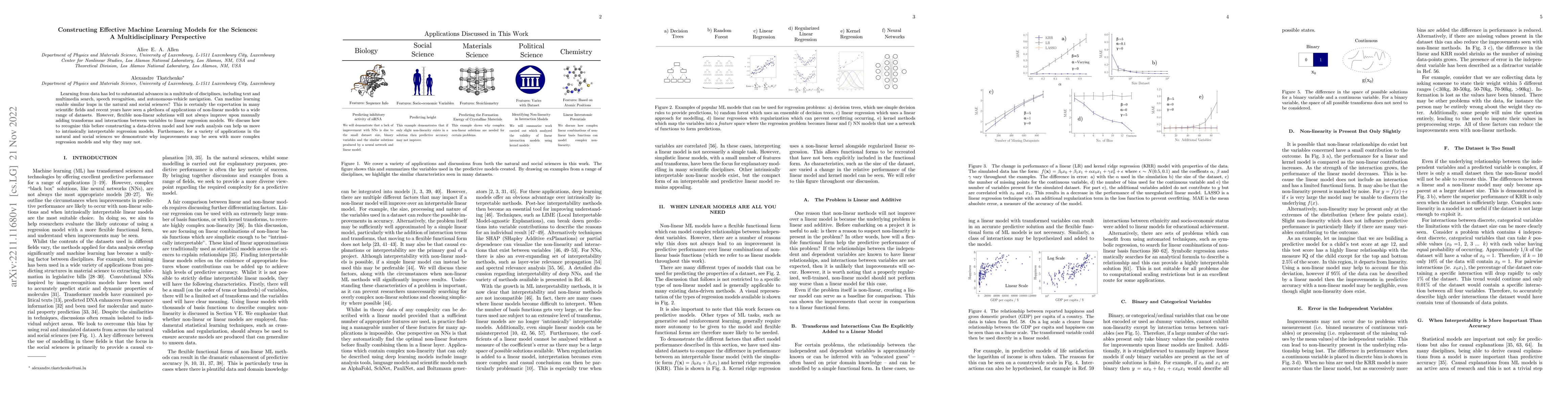 Thumbnail for Constructing Effective Machine Learning Models for the Sciences: A
  Multidisciplinary Perspective