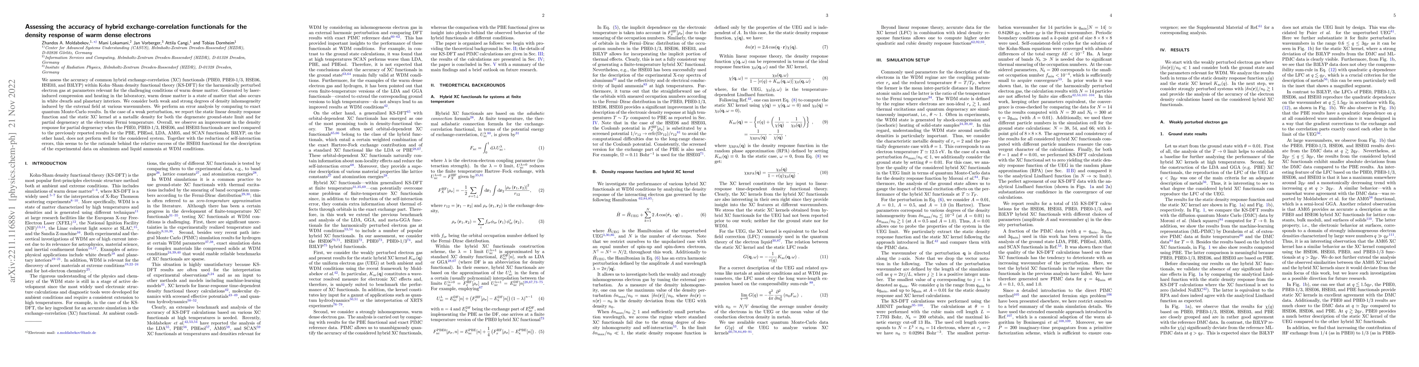 Thumbnail for Assessing the accuracy of hybrid exchange-correlation functionals for
  the density response of warm dense electrons