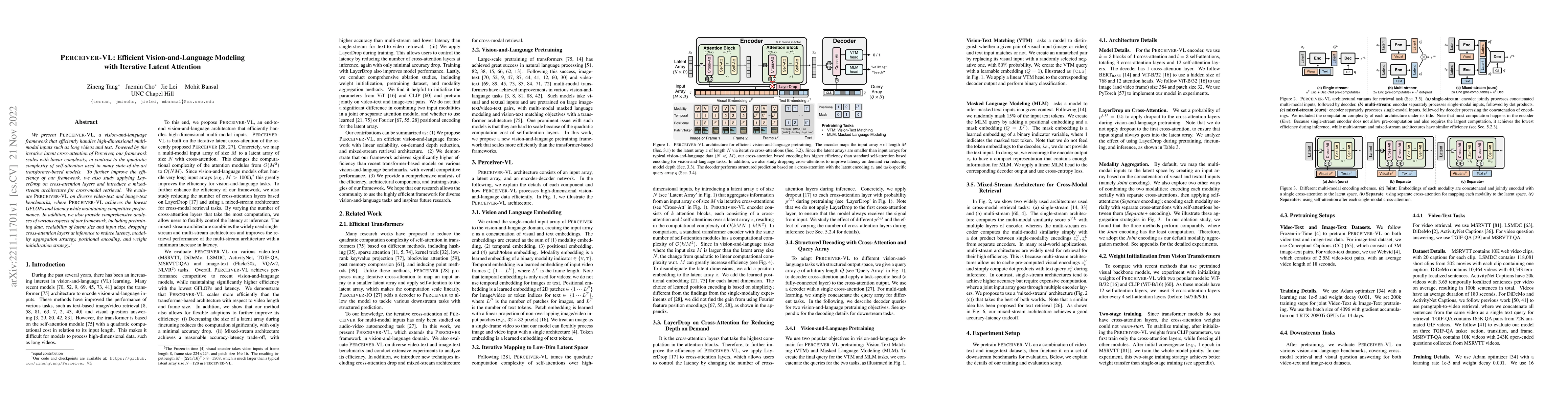 Thumbnail for Perceiver-VL: Efficient Vision-and-Language Modeling with Iterative
  Latent Attention