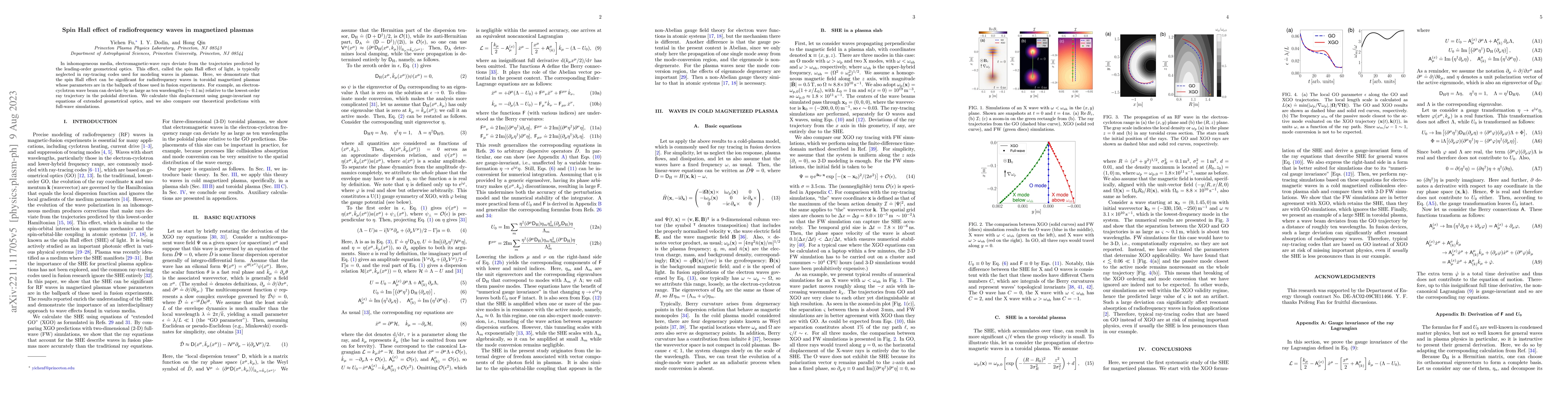 Thumbnail for Spin Hall effect of radiofrequency waves in magnetized plasmas