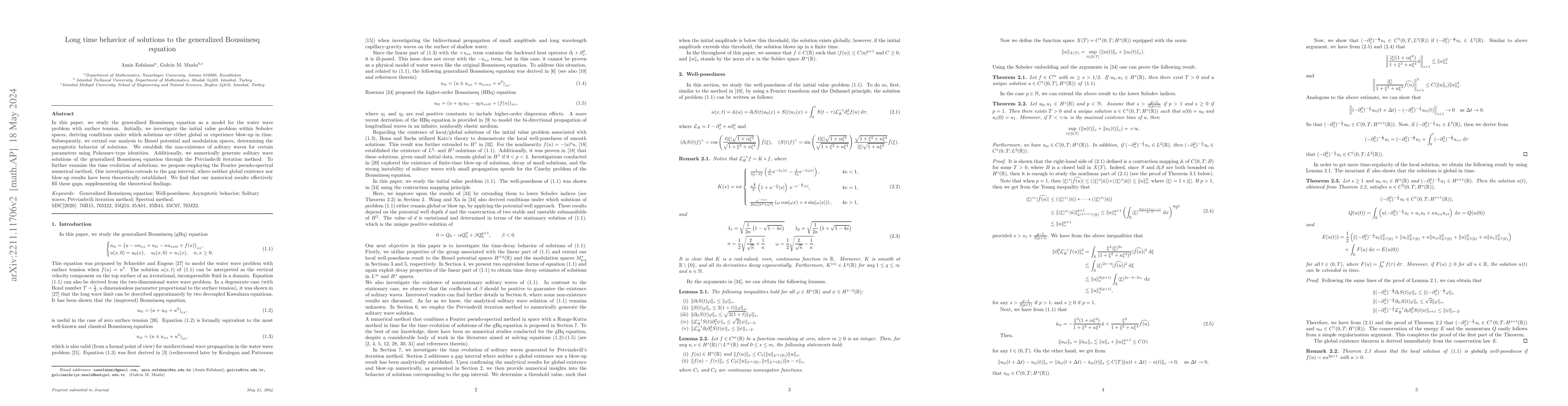 Thumbnail for Long time behavior of solutions to the generalized Boussinesq equation