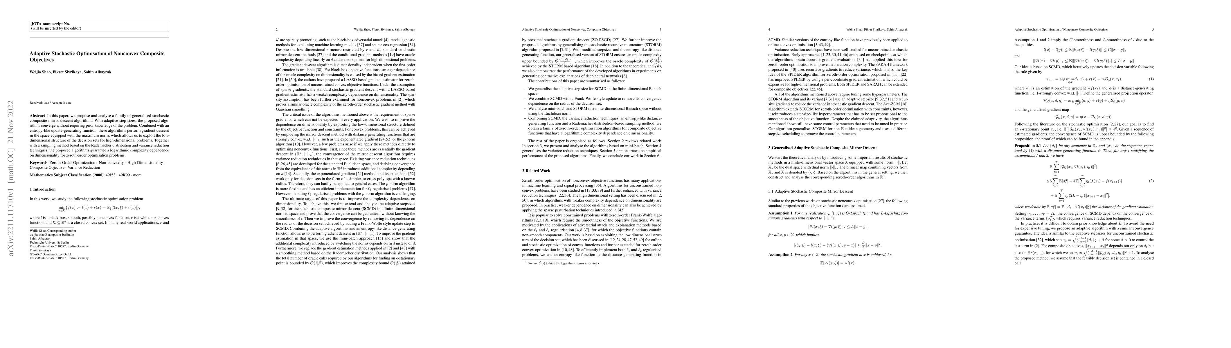 Thumbnail for Adaptive Stochastic Optimisation of Nonconvex Composite Objectives