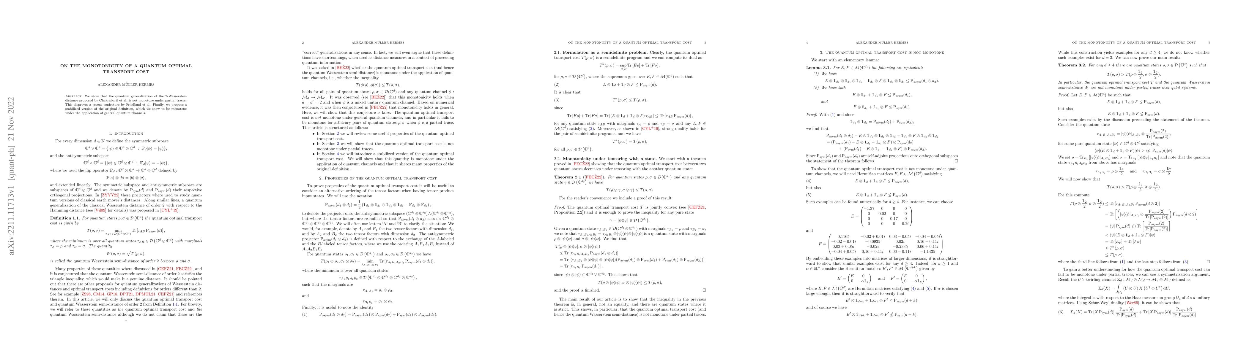 Thumbnail for On the monotonicity of a quantum optimal transport cost