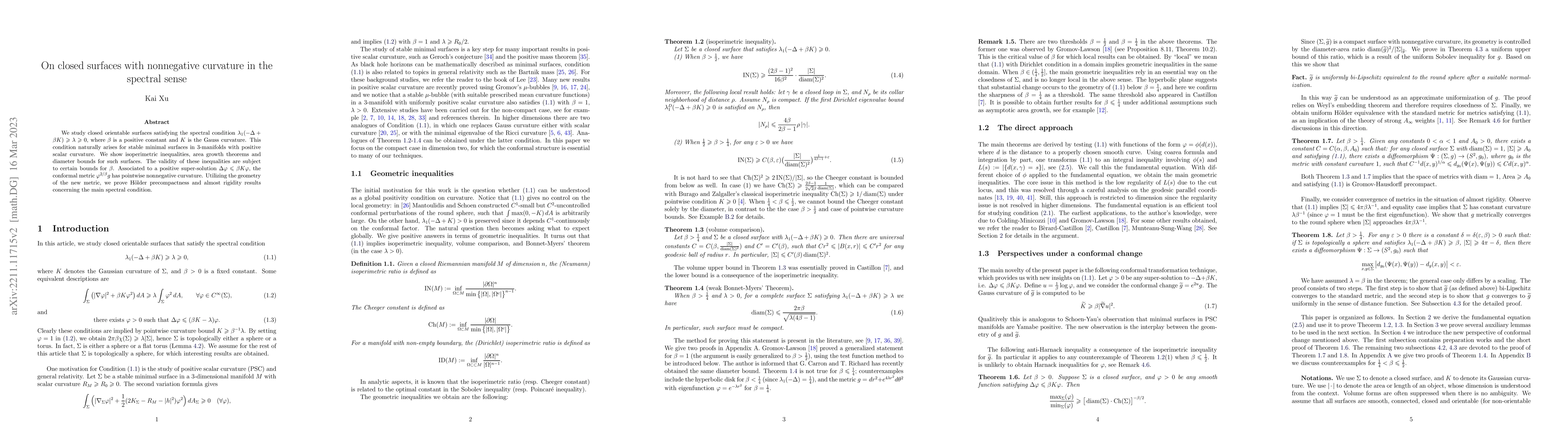 Thumbnail for On closed surfaces with nonnegative curvature in the spectral sense