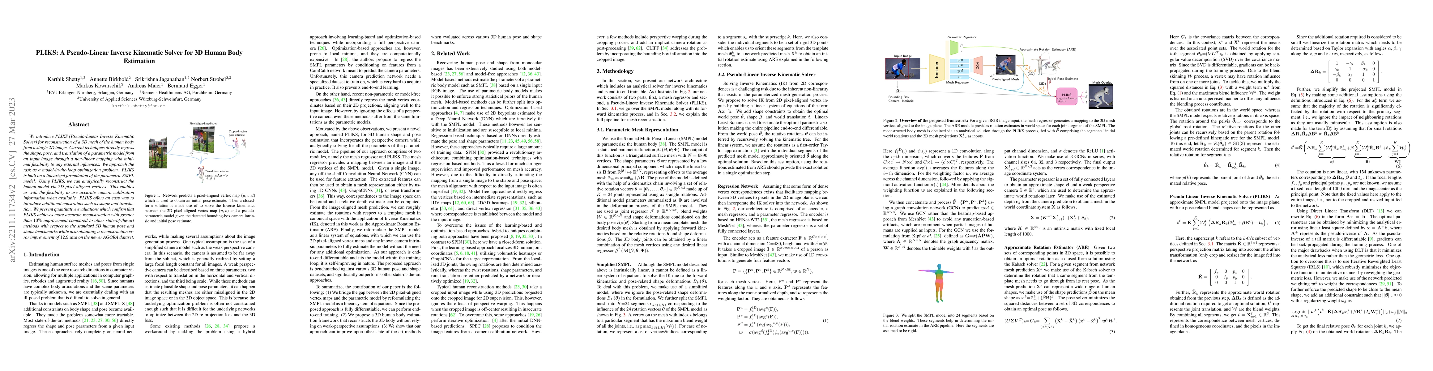 Thumbnail for PLIKS: A Pseudo-Linear Inverse Kinematic Solver for 3D Human Body
  Estimation