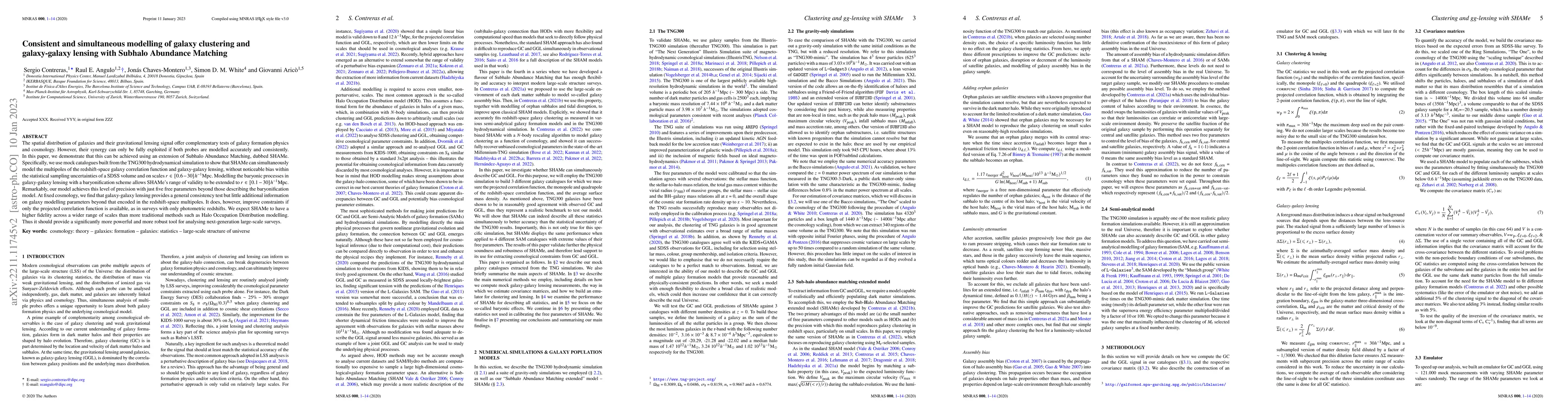 Thumbnail for Consistent and simultaneous modelling of galaxy clustering and
  galaxy-galaxy lensing with Subhalo Abundance Matching
