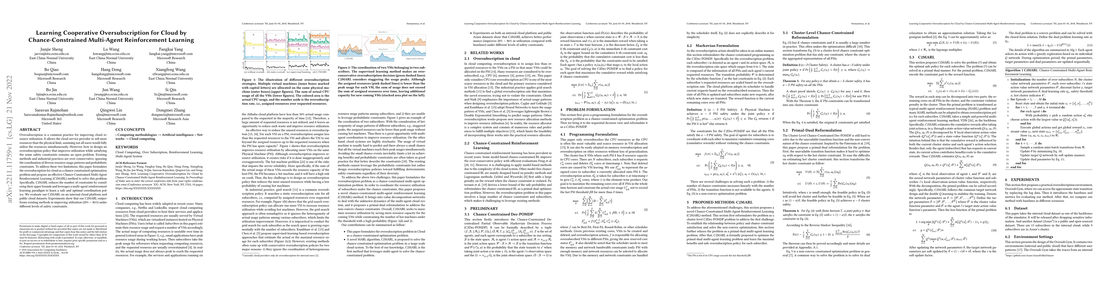 Thumbnail for Learning Cooperative Oversubscription for Cloud by Chance-Constrained
  Multi-Agent Reinforcement Learning