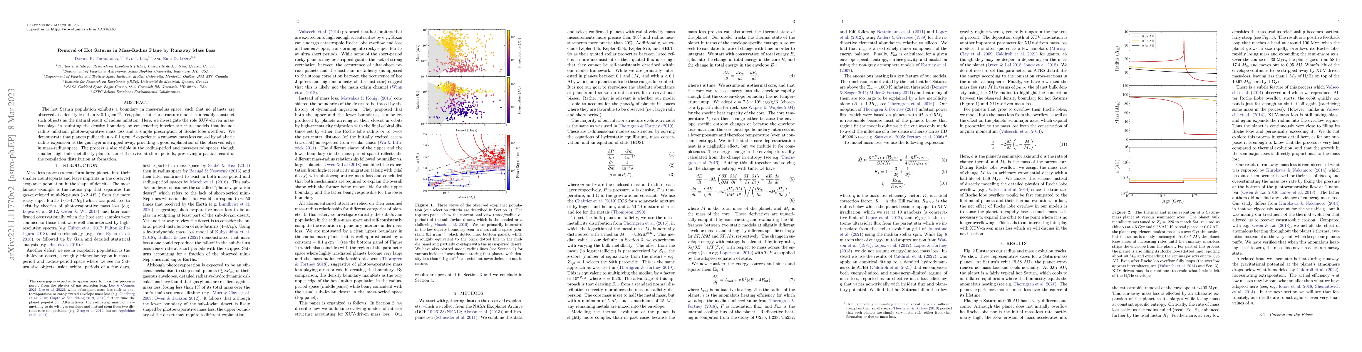 Thumbnail for Removal of Hot Saturns in Mass-Radius Plane by Runaway Mass Loss