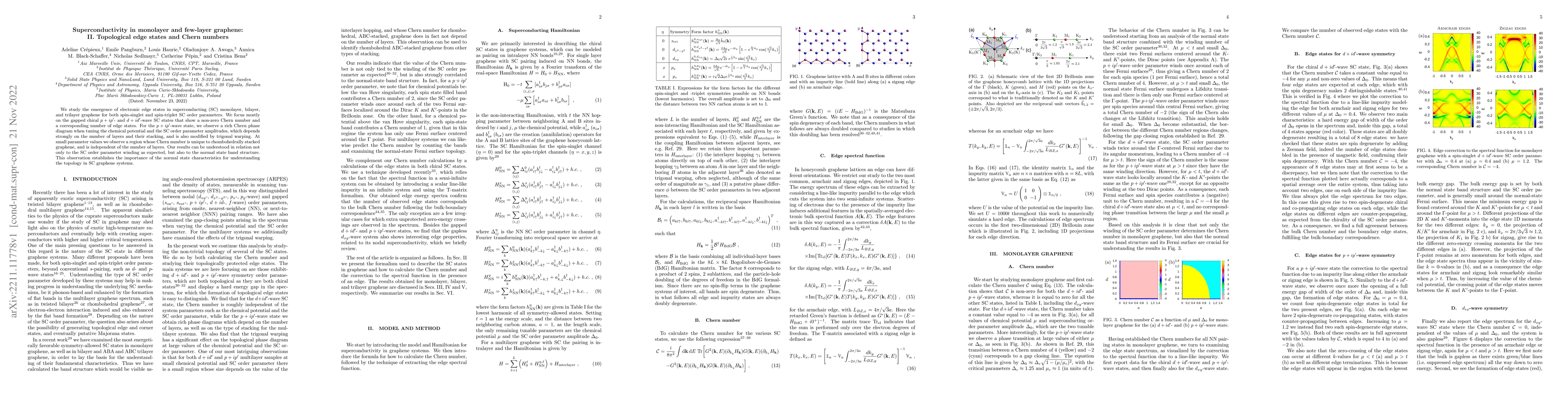 Thumbnail for Superconductivity in monolayer and few-layer graphene: II. Topological
  edge states and Chern numbers