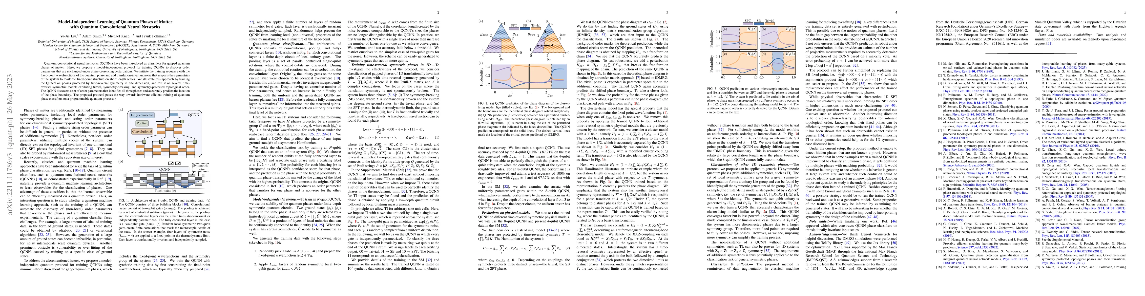 Thumbnail for Model-Independent Learning of Quantum Phases of Matter with Quantum
  Convolutional Neural Networks