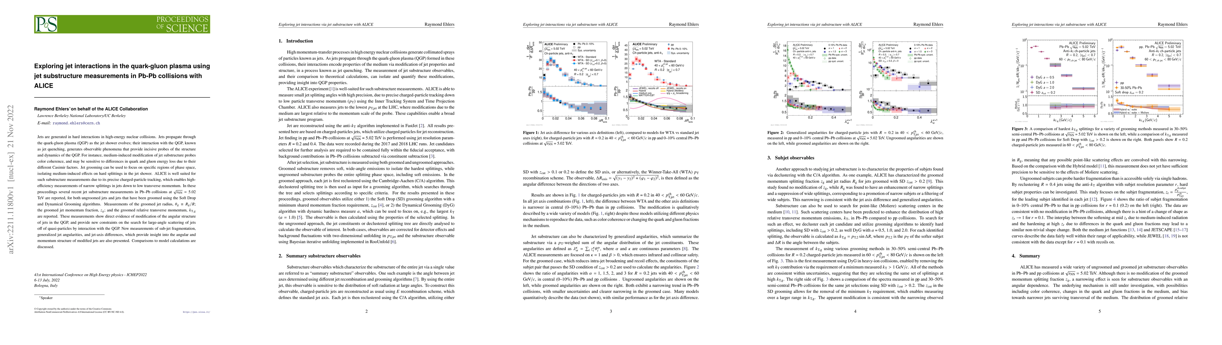 Thumbnail for Exploring jet interactions in the quark-gluon plasma using jet
  substructure measurements in Pb-Pb collisions with ALICE