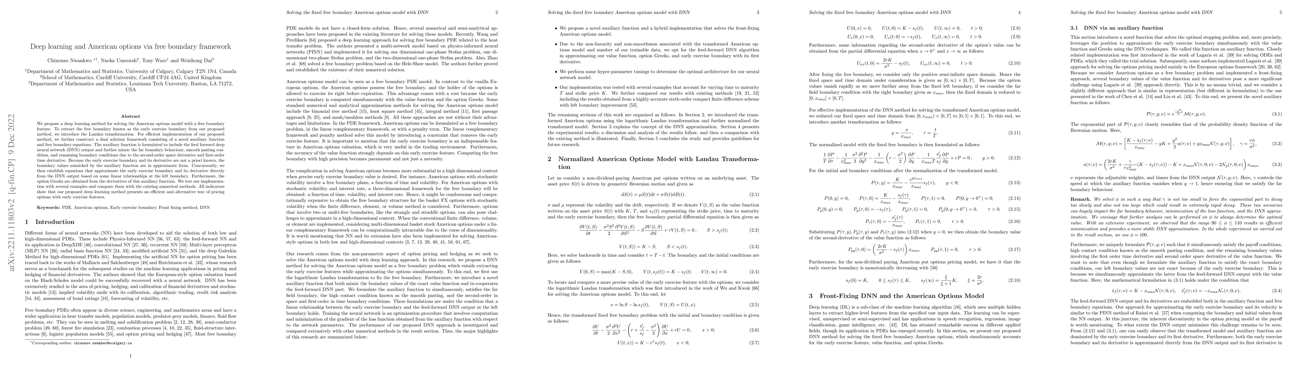 Thumbnail for Deep learning and American options via free boundary framework
