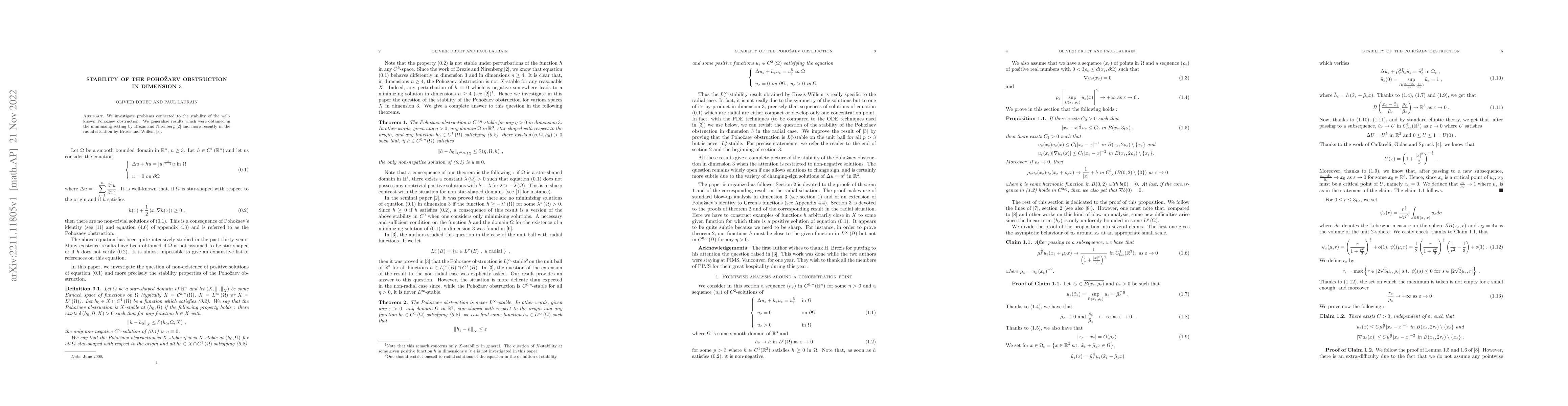 Thumbnail for Stability of the Poho\v{z}aev obstrucion in dimension 3