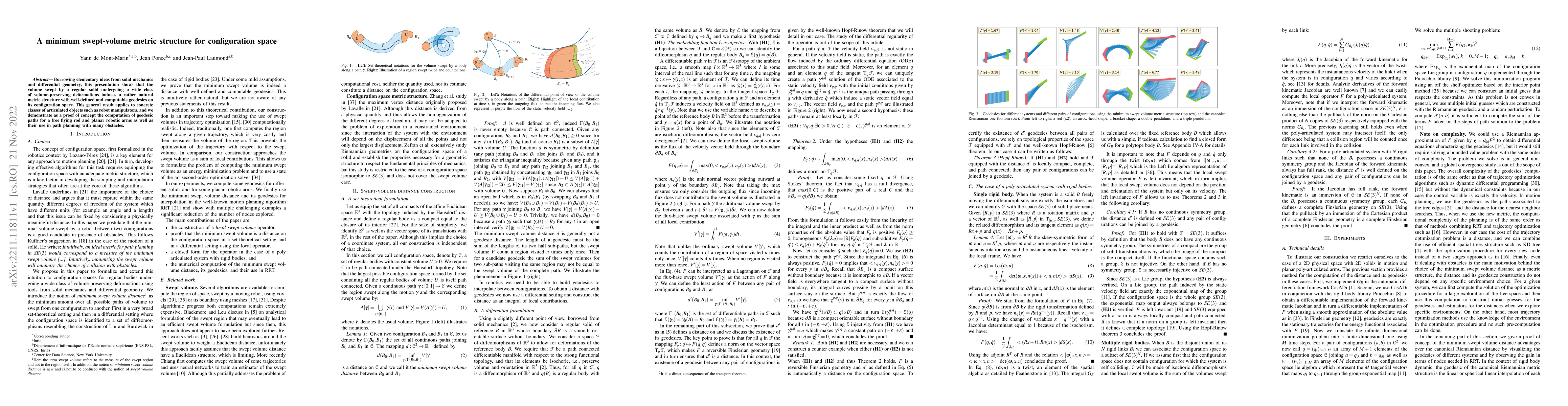 Thumbnail for A minimum swept-volume metric structure for configuration space