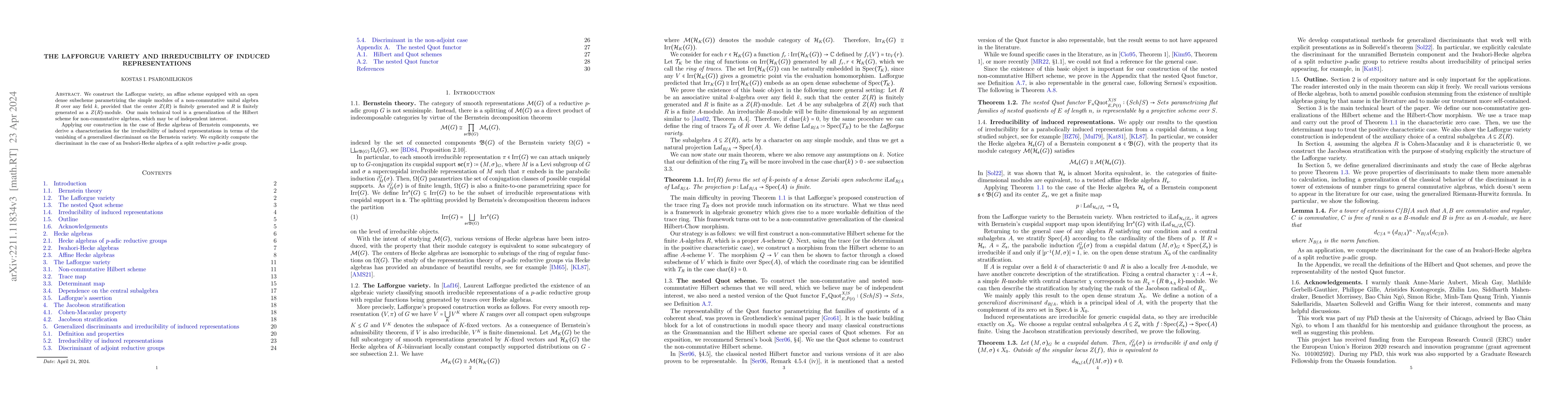 Thumbnail for The Lafforgue variety and irreducibility of induced representations