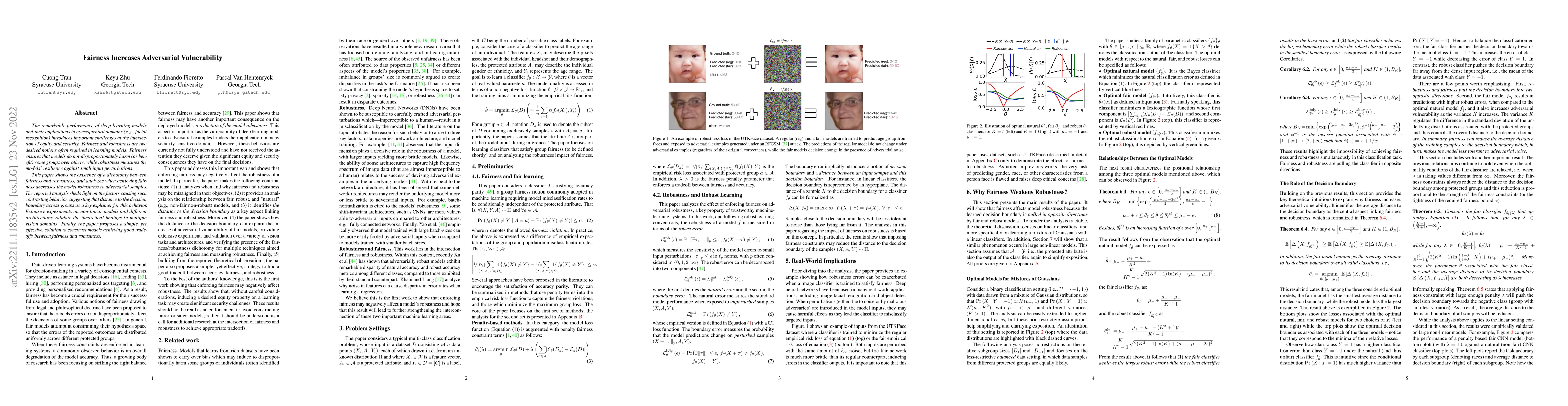 Thumbnail for Fairness Increases Adversarial Vulnerability