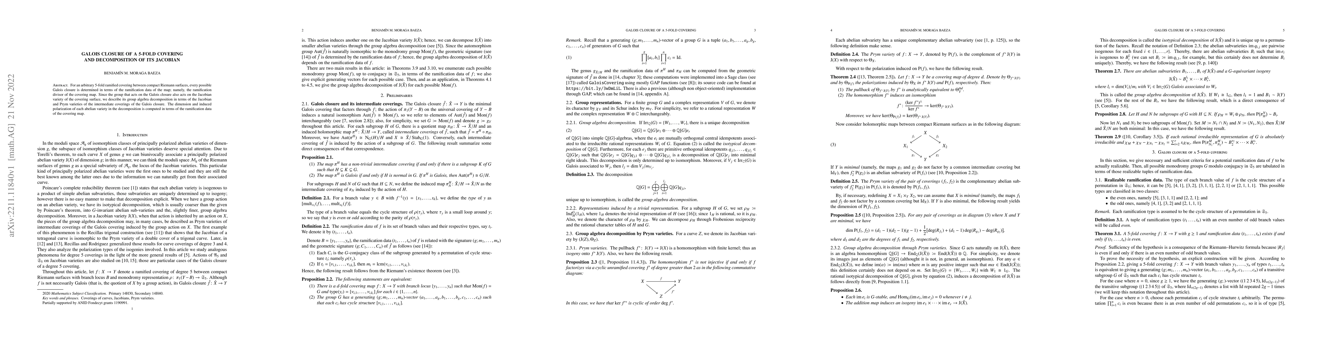 Thumbnail for Galois closure of a 5-fold covering and decomposition of its Jacobian