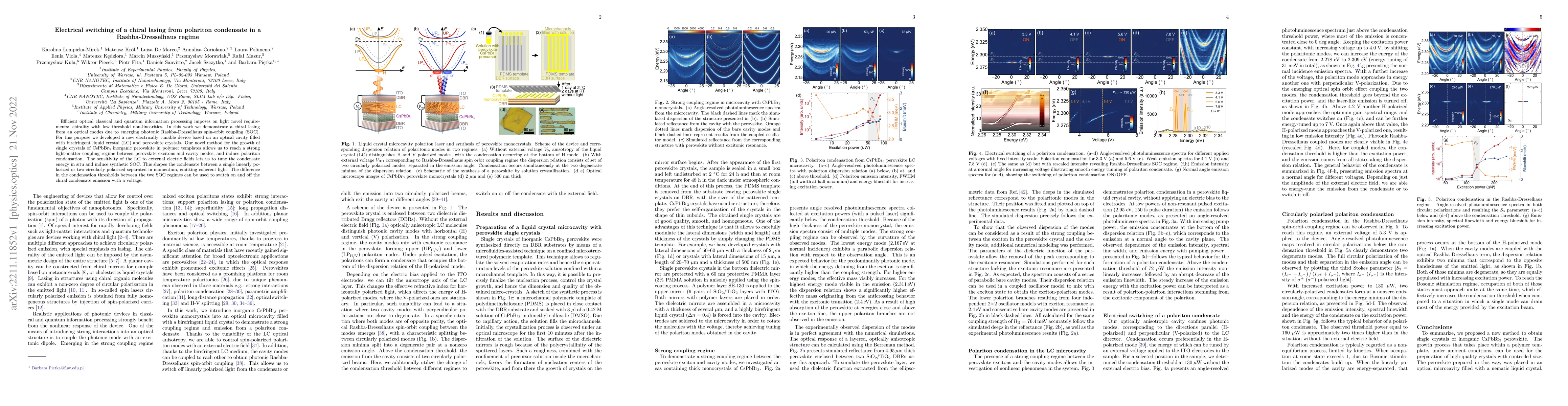 Thumbnail for Electrical switching of a chiral lasing from polariton condensate in a
  Rashba-Dresselhaus regime