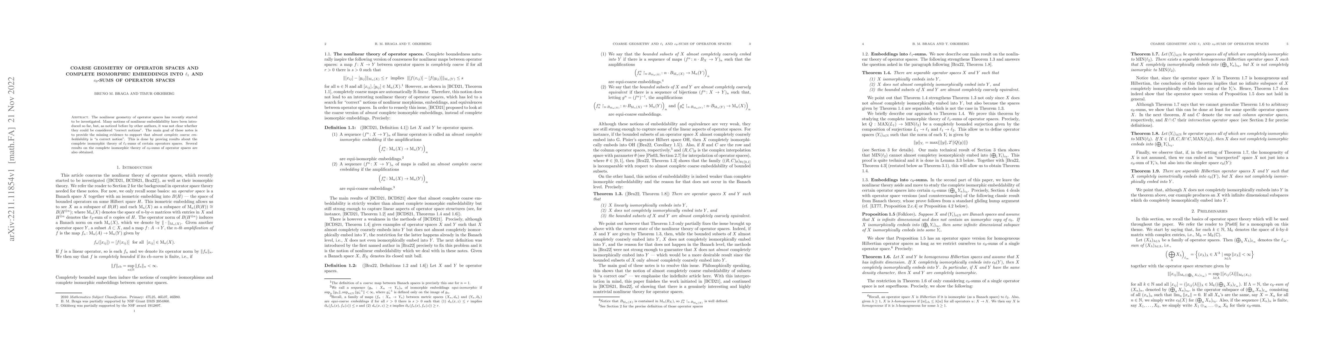 Thumbnail for Coarse geometry of operator spaces and complete isomorphic embeddings
  into $\ell_1$ and $c_0$-sums of operator spaces