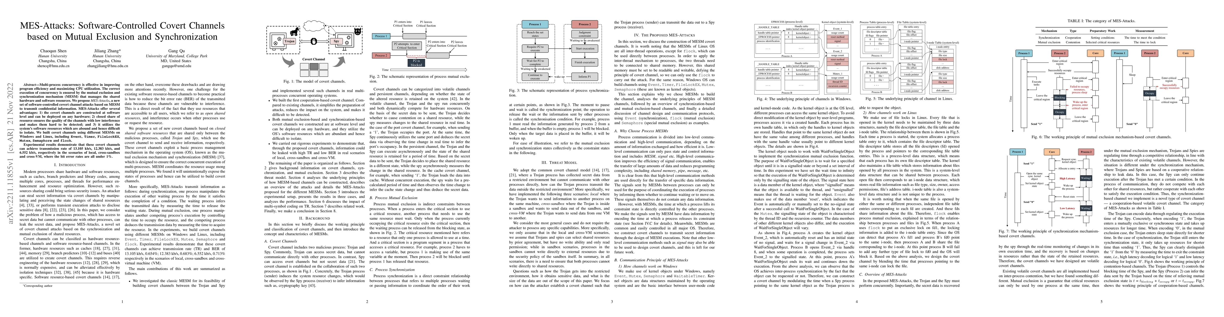 Thumbnail for MES-Attacks: Software-Controlled Covert Channels based on Mutual
  Exclusion and Synchronization