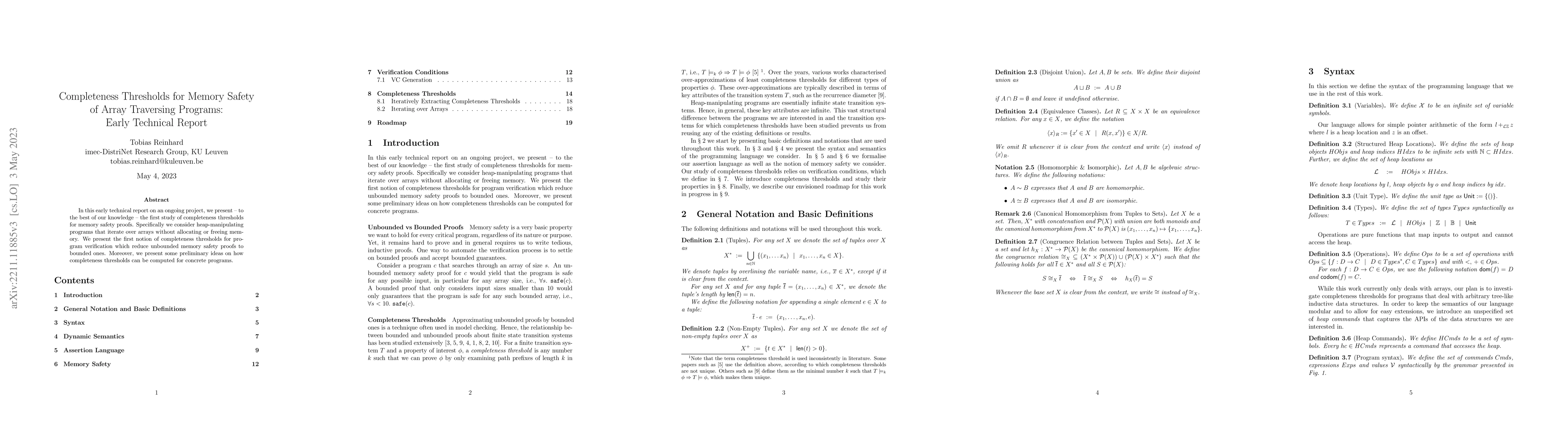 Thumbnail for Completeness Thresholds for Memory Safety of Array Traversing Programs:
  Early Technical Report