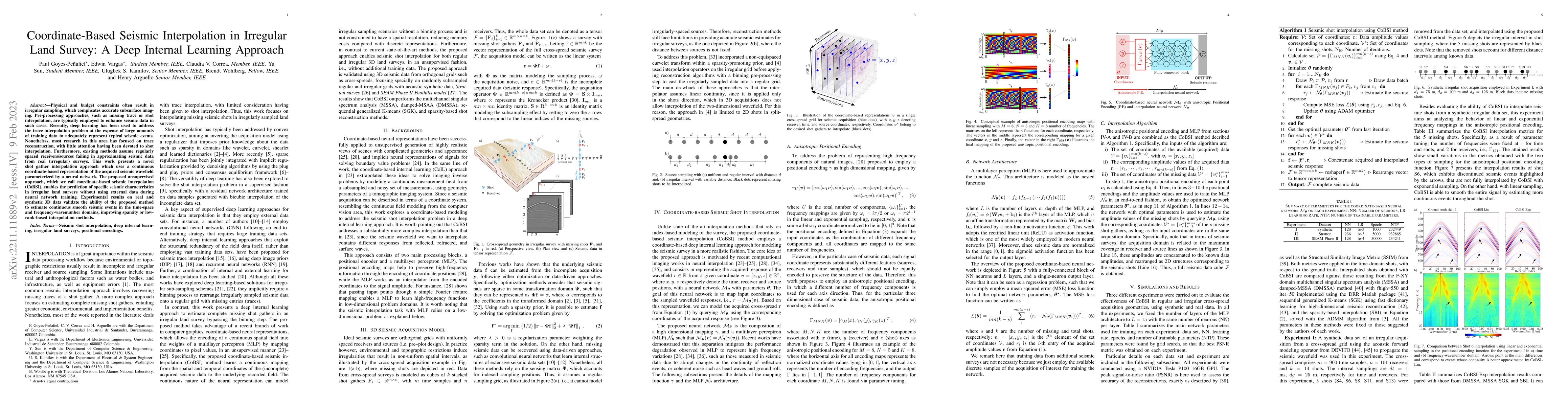Thumbnail for Coordinate-Based Seismic Interpolation in Irregular Land Survey: A Deep
  Internal Learning Approach