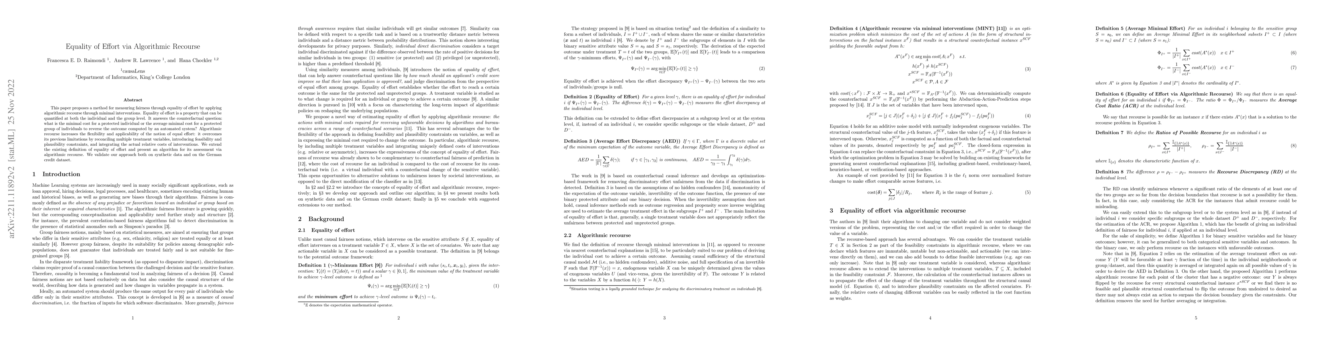 Thumbnail for Equality of Effort via Algorithmic Recourse