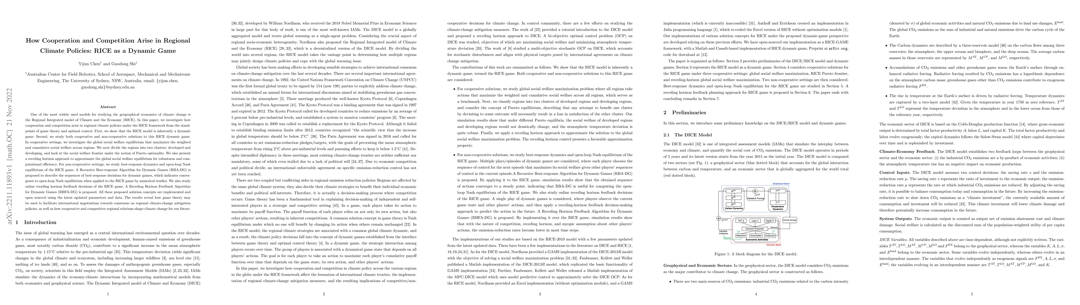 Thumbnail for How Cooperation and Competition Arise in Regional Climate Policies: RICE
  as a Dynamic Game