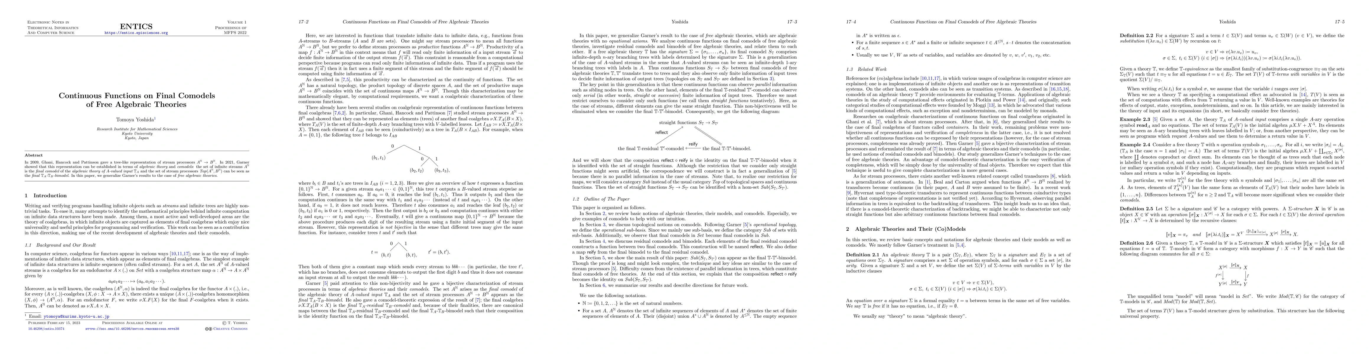 Thumbnail for Continuous Functions on Final Comodels of Free Algebraic Theories