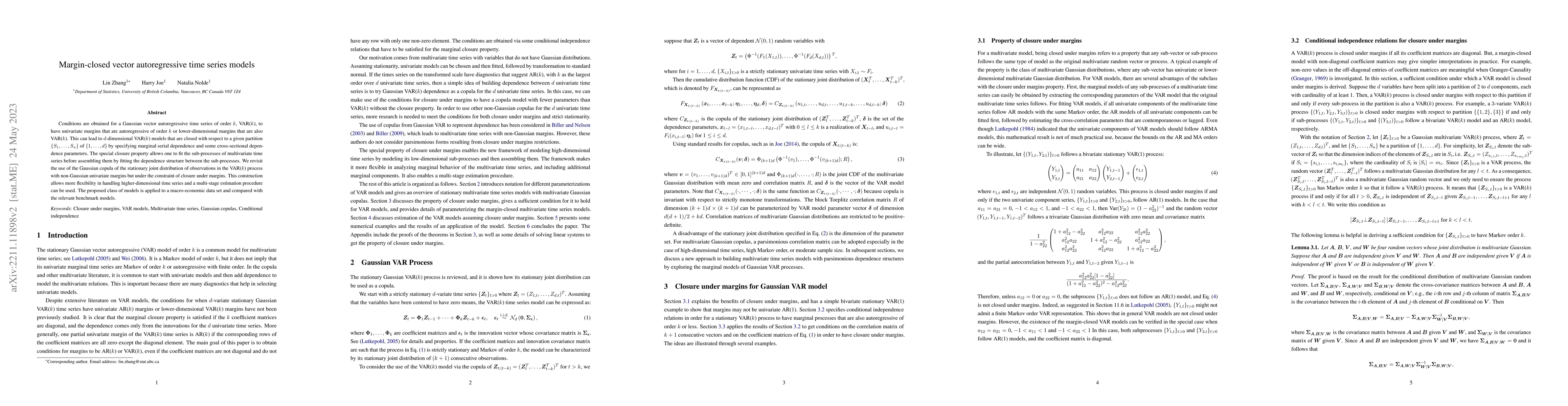 Thumbnail for Margin-closed vector autoregressive time series models