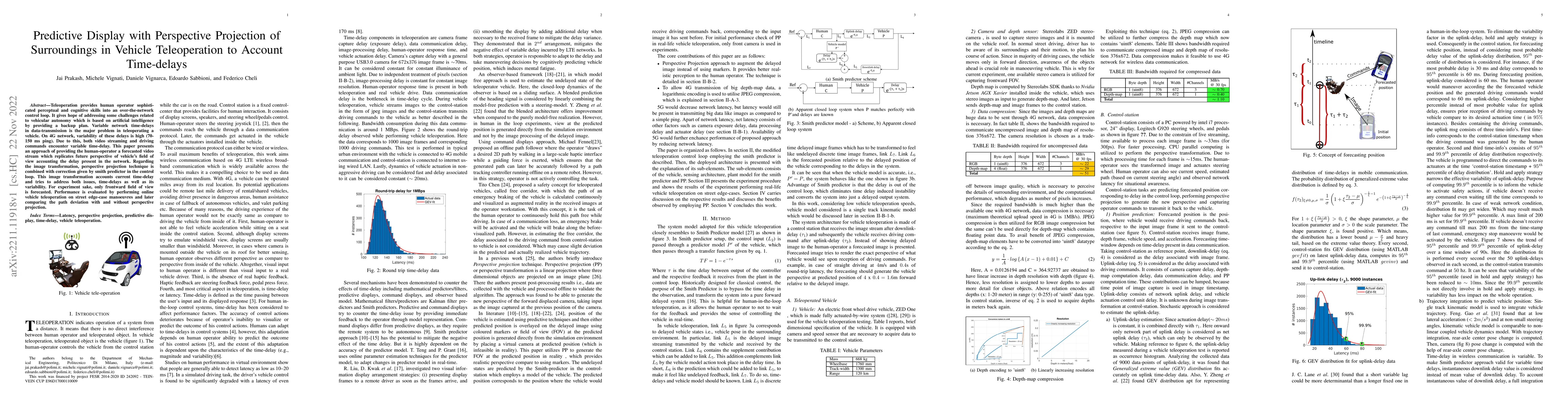Thumbnail for Predictive Display with Perspective Projection of Surroundings in
  Vehicle Teleoperation to Account Time-delays